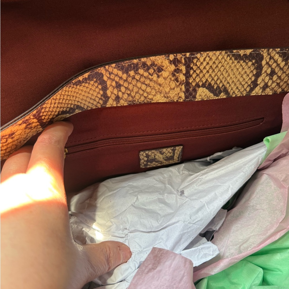 Margot Snake-embossed Victoria Stirrup  leather Satchel NWT - Picture 9 of 9